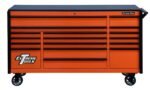 Scratch & Dent, Extreme Tools DX Series 72" x 21" Triple Bank Roller Cabinet, 17 Drawers - Orange/Black Showroom Demo