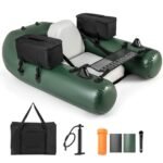 Costway Inflatable Fishing Float Tube with Foldable Padded Seat and Adjustable Footrest