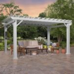 14×12 Hawthorne Traditional Steel Pergola with Sail Shade Soft Canopy